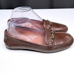 Coach Fortunata Loafers Womens 7.5 Driving Moccasins Brown Leather Gold Horsebit
